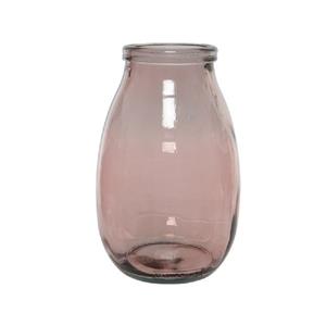 Decoris Roze vazen/bloemenvazen van gerecycled glas 18 x 28 cm -