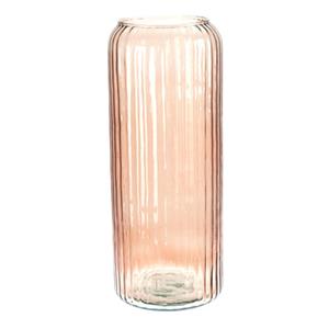 Excellent Houseware glazen vaas / bloemen vazen - roze - 15 x cm -