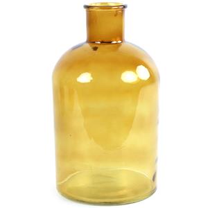 Countryfield Vaas - goudgeel - glas - apotheker fles vorm - D17 x H30 cm -