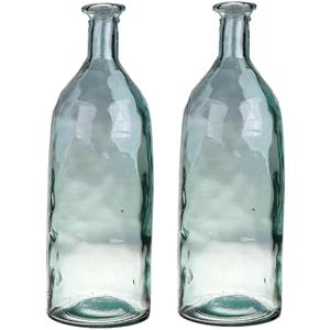 Bellatio Bloemenvaas - 2x - helder - transparant gerecycled glas - D12 x H35 cm -