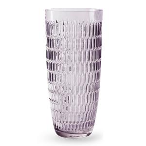Jodeco Bloemenvaas - paars transparant glas - stripes motief - H30 x D13 cm -