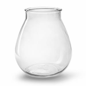Jodeco Bloemenvaas druppel vorm type - helder/transparant glas - H22 x D20 cm -