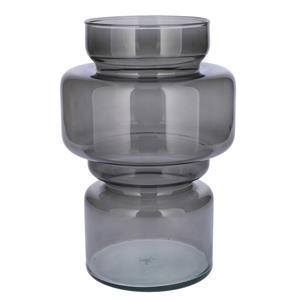 Bellatio Bloemenvaas - grijs - transparant gerecycled glas - D17 x H25 cm -