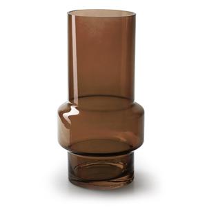 Jodeco Bloemenvaas in luxe moderne stijl - kastanje bruin/transparant glas - H22 x D11 cm -