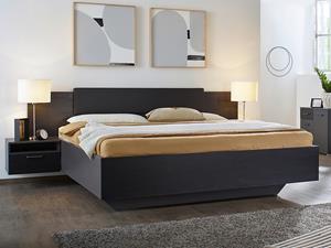 Mobistoxx Bed en nachtkastjes MIRABEL 160x200 cm metaalgrijs/zwart
