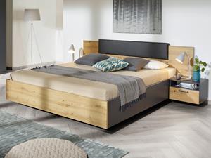 Mobistoxx Bed en nachtkastjes MIRABEL 160x200 cm metaalgrijs/artisan eik