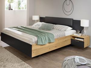 Mobistoxx Bed en nachtkastjes MIRABEL 160x200 cm artisan eik/zwart