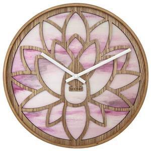 NeXtime Wandklok 40cm-Stil-Roze-Hout- Lotus