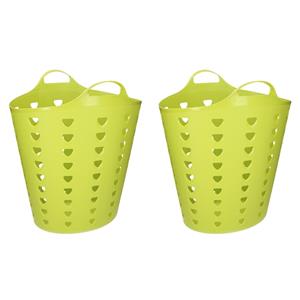 Set van 2x stuks groene wasmand flexibel 60 liter -