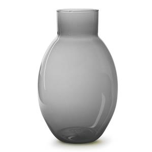 Jodeco Bloemenvaas - Eco smoke glas - lichtgrijs/transparant - H32 x D20 cm -