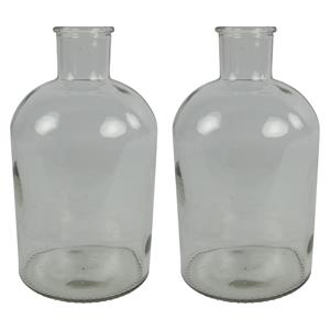 Countryfield 2x Stuks  Vaas - helder glas - Apotheker fles - D14 x H27 cm -