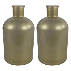 Countryfield 2x Stuks  Vaas - mat goud glas - Apotheker fles - D14 x H27 cm -