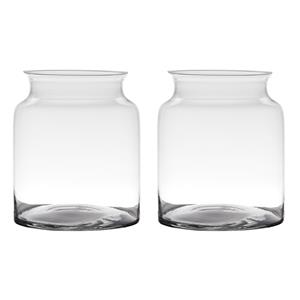 Set van 2x stuks transparante luxe stijlvolle vaas/vazen van glas 23 x 19 cm -
