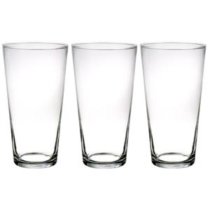 3x stuks conische vazen glas 30 cm -