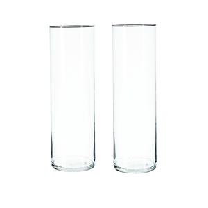 Atmosphera 2x Bloemenvaas cilinder vorm van transparant glas x 15 cm -