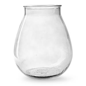 Jodeco Bloemenvaas druppel vorm type - helder/transparant glas - H28 x D24 cm -