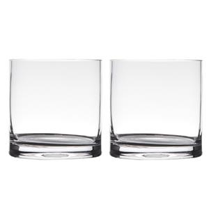 Set van 2x stuks transparante home-basics cylinder vorm vaas/vazen van glas 15 x 15 cm -