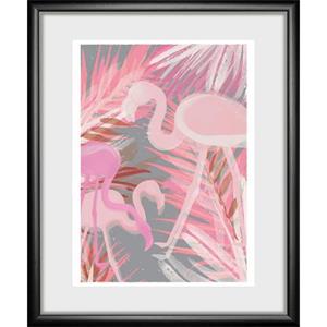 Queence Wanddecoratie Flamingo 30/40 cm, ingelijst