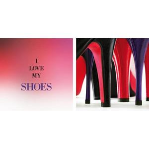 Queence Artprint op linnen Shoes set van 2 (set)