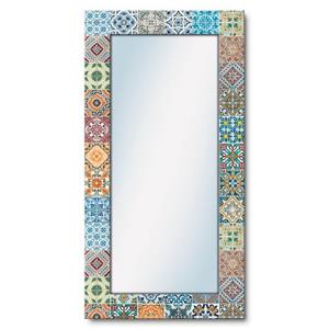 Artland Sierspiegel Gedessineerde keramische tegels spiegel met lijst voor het hele lichaam, wandspiegel, met motiefrand, landhuis