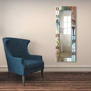 Artland Dekospiegel "Buntes zu Hause in taktvollen Farben", gerahmter Ganzkörperspiegel, Wandspiegel, mit Motivrahmen, Landhaus