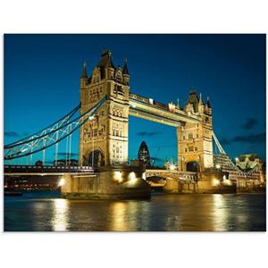 Artland Print op glas Tower Bridge avondschemering Londen in verschillende maten