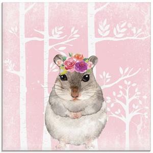 Artland Print op glas Hamster met bloemen in pink bos in verschillende maten