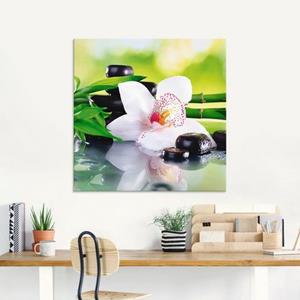 Artland Print op glas Spa stenen bamboe takjes orchidee in verschillende maten