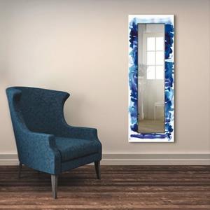 Artland Dekospiegel "Aquarell in blau", gerahmter Ganzkörperspiegel, Wandspiegel, mit Motivrahmen, Landhaus
