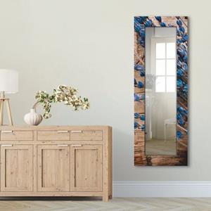 Artland Dekospiegel "Lavendel vor Holzhintergrund", gerahmter Ganzkörperspiegel, Wandspiegel, mit Motivrahmen, Landhaus