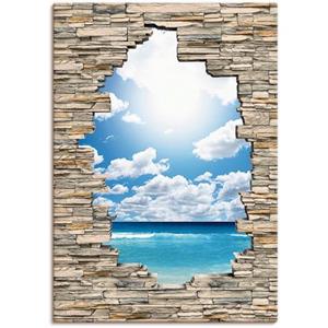 Artland Artprint Geweldig strandlandschap stenen muur als artprint van aluminium, artprint op linnen, muursticker of poster in verschillende maten