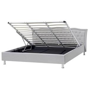 Beliani METZ Bed met opberger Grijs 180x200