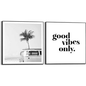 Reinders! Artprint met lijst Het goede leven vintage VW Bully - strand - surfen (set, 2-delig)