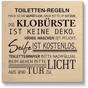 Artland Artprint op hout Toiletregels