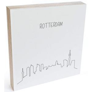Wall-Art Artprint op hout Decoratie skyline Rotterdam (1 stuk)