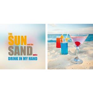 Queence Artprint op linnen Sun & Sand set van 2 (set)