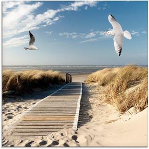 Artland Print op glas Noordzeestrand op Langeoog met meeuwen in verschillende maten