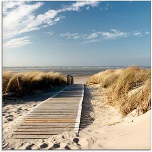 Artland Print op glas Noordzeestrand op Langeoog - pier in verschillende maten