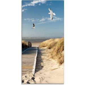 Artland Print op glas Noordzeestrand op Langeoog met meeuwen in verschillende maten