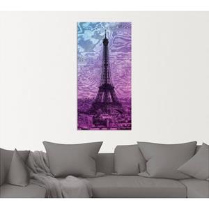 Artland Artprint Parijs Eiffeltoren paars/blauw als artprint van aluminium, artprint op linnen, muursticker of poster in verschillende maten