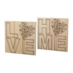 Creativ home Artprint op hout Wanddecoratie, van hout, met een opschrift (set, 2 stuks)