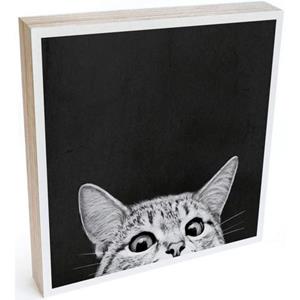 Wall-Art Artprint op hout Decoratie kat artprint op hout (1 stuk)