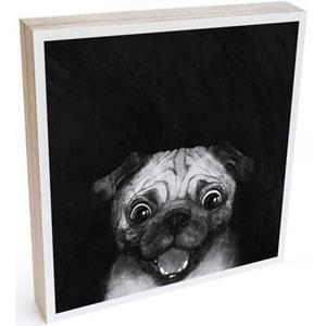 Wall-Art Artprint op hout Decoratie Graves Snuggle Pug (1 stuk)