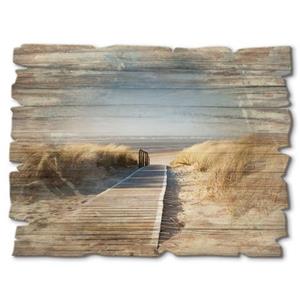 Artland Artprint op hout Noordzeestrand op Langeoog - pier