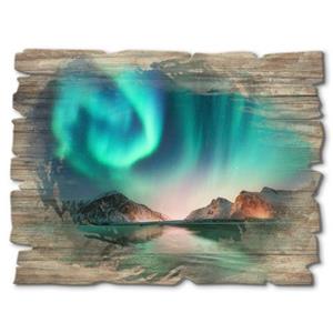 Artland Artprint op hout Auroraborialis - noordelijk Poollicht