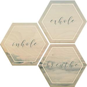 Wall-Art Artprint op hout Inhale Exhale Breathe (set)