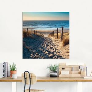 Artland Print op glas Weg naar het Noordzeestrand zonsondergang in verschillende maten