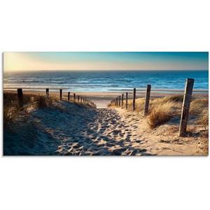 Artland Glasbild "Weg zum Nordseestrand Sonnenuntergang", Strand, (1 St.)