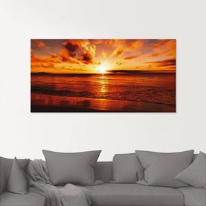 Artland Print op glas Mooie zonsondergang strand in verschillende maten