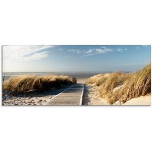 Artland Print op glas Noordzeestrand op Langeoog - pier in verschillende maten